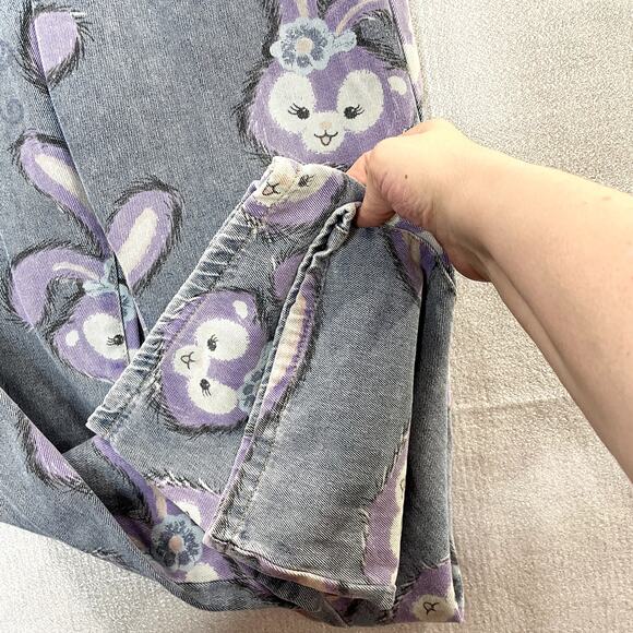 Bunny Rabbit Size M Jeans Wide Leg Flare High Waist Kawaii Bunny Anime Pastel - Picture 8 of 16
